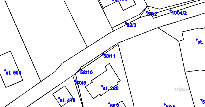 Parcela st. 58/11 v KÚ Zdíkov, Katastrální mapa