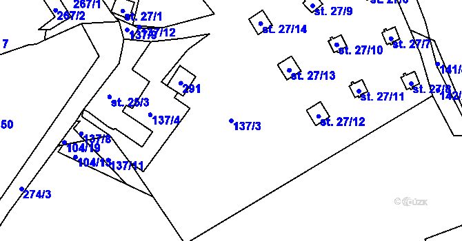 Parcela st. 137/3 v KÚ Žírec, Katastrální mapa
