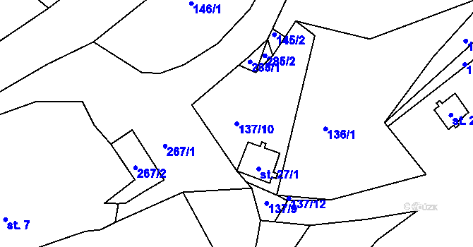 Parcela st. 137/10 v KÚ Žírec, Katastrální mapa