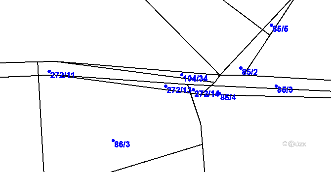 Parcela st. 272/13 v KÚ Žírec, Katastrální mapa