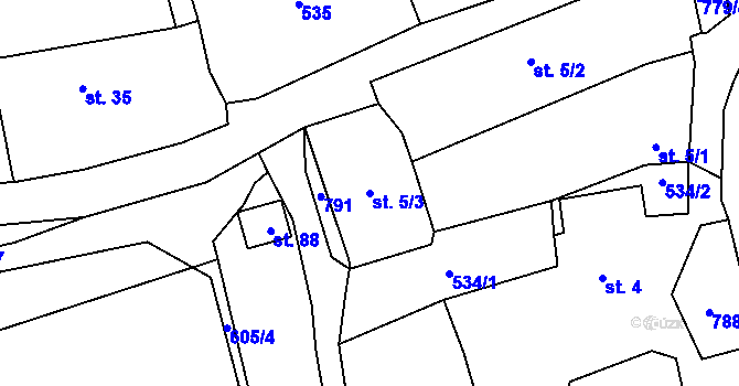 Parcela st. 5/3 v KÚ Branišov u Zdíkovce, Katastrální mapa