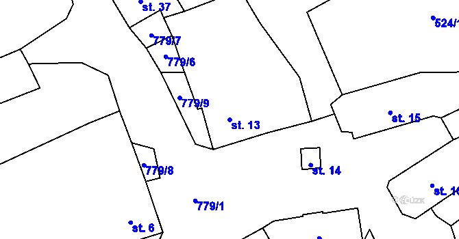 Parcela st. 13 v KÚ Branišov u Zdíkovce, Katastrální mapa
