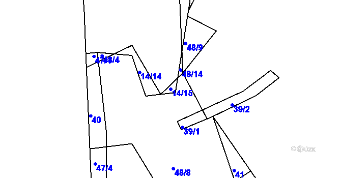 Parcela st. 14/15 v KÚ Branišov u Zdíkovce, Katastrální mapa