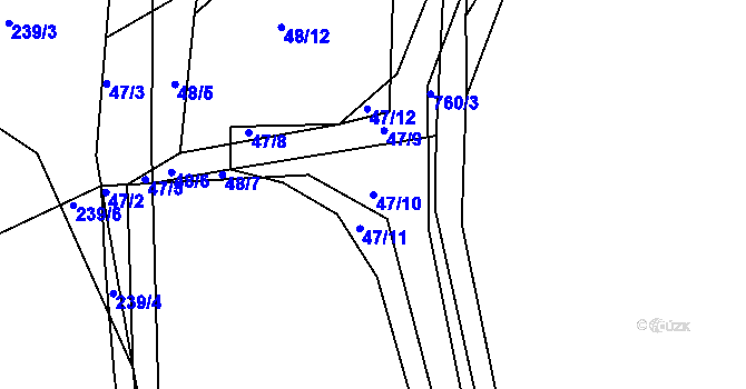 Parcela st. 47/10 v KÚ Branišov u Zdíkovce, Katastrální mapa