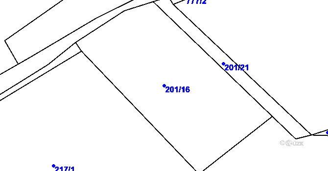 Parcela st. 201/16 v KÚ Branišov u Zdíkovce, Katastrální mapa