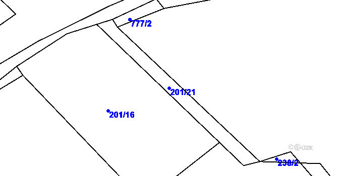 Parcela st. 201/21 v KÚ Branišov u Zdíkovce, Katastrální mapa