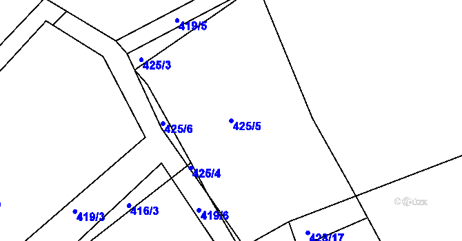 Parcela st. 425/5 v KÚ Branišov u Zdíkovce, Katastrální mapa