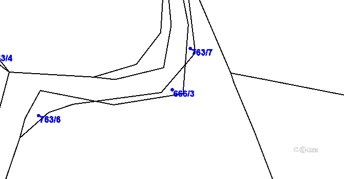 Parcela st. 666/3 v KÚ Branišov u Zdíkovce, Katastrální mapa