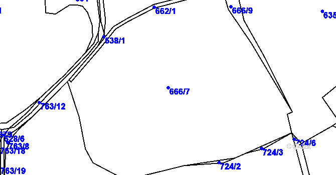Parcela st. 666/7 v KÚ Branišov u Zdíkovce, Katastrální mapa