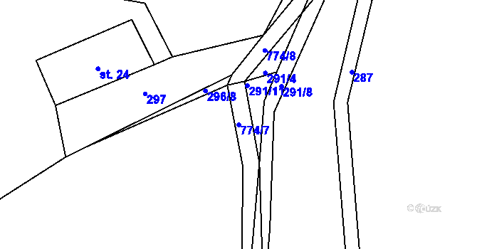 Parcela st. 774/7 v KÚ Branišov u Zdíkovce, Katastrální mapa