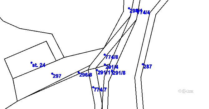 Parcela st. 774/8 v KÚ Branišov u Zdíkovce, Katastrální mapa