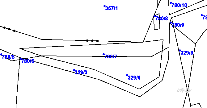 Parcela st. 780/7 v KÚ Branišov u Zdíkovce, Katastrální mapa