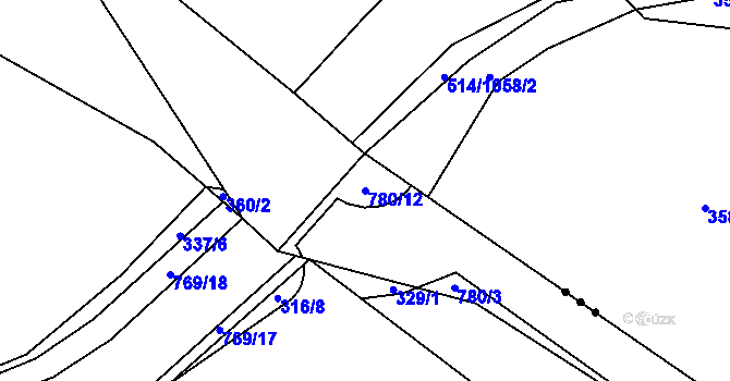 Parcela st. 780/12 v KÚ Branišov u Zdíkovce, Katastrální mapa