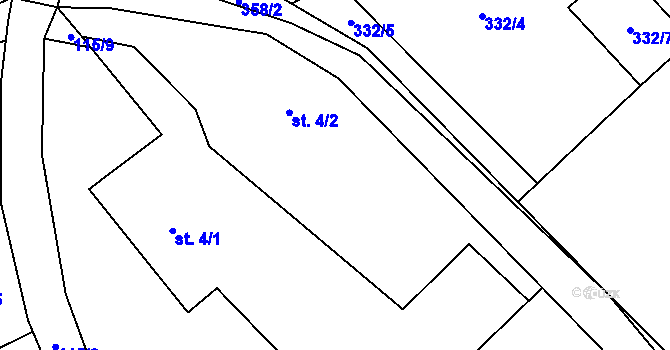Parcela st. 4/2 v KÚ Hodonín u Zdíkovce, Katastrální mapa