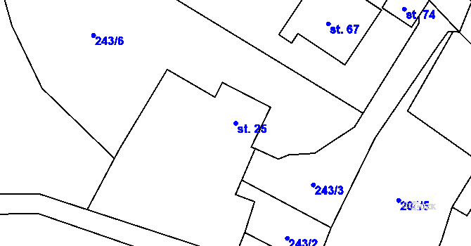 Parcela st. 25 v KÚ Hodonín u Zdíkovce, Katastrální mapa