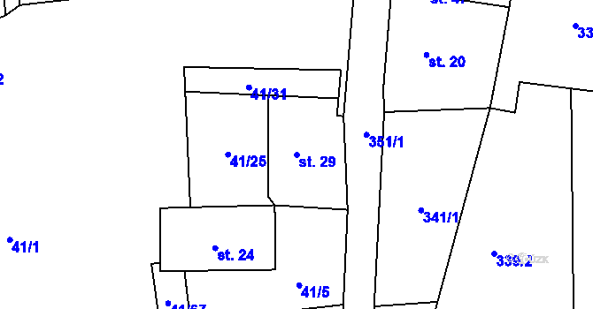 Parcela st. 29 v KÚ Hodonín u Zdíkovce, Katastrální mapa