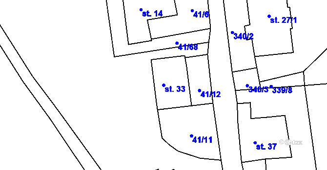 Parcela st. 33 v KÚ Hodonín u Zdíkovce, Katastrální mapa