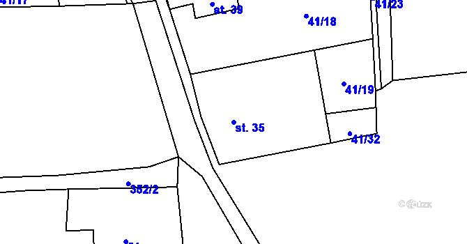Parcela st. 35 v KÚ Hodonín u Zdíkovce, Katastrální mapa