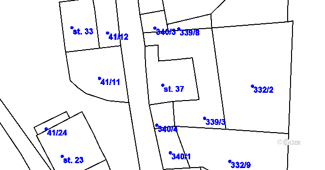 Parcela st. 37 v KÚ Hodonín u Zdíkovce, Katastrální mapa