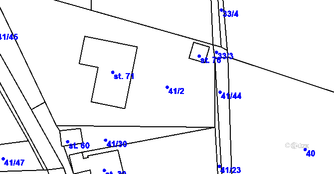Parcela st. 41/2 v KÚ Hodonín u Zdíkovce, Katastrální mapa