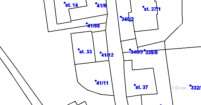 Parcela st. 41/12 v KÚ Hodonín u Zdíkovce, Katastrální mapa