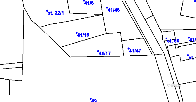 Parcela st. 41/17 v KÚ Hodonín u Zdíkovce, Katastrální mapa