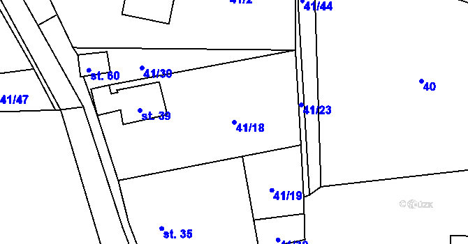 Parcela st. 41/18 v KÚ Hodonín u Zdíkovce, Katastrální mapa