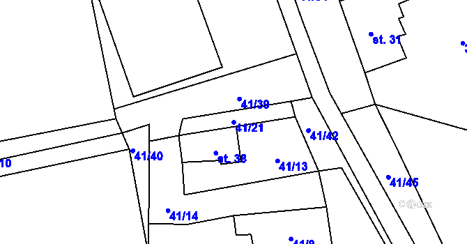 Parcela st. 41/21 v KÚ Hodonín u Zdíkovce, Katastrální mapa