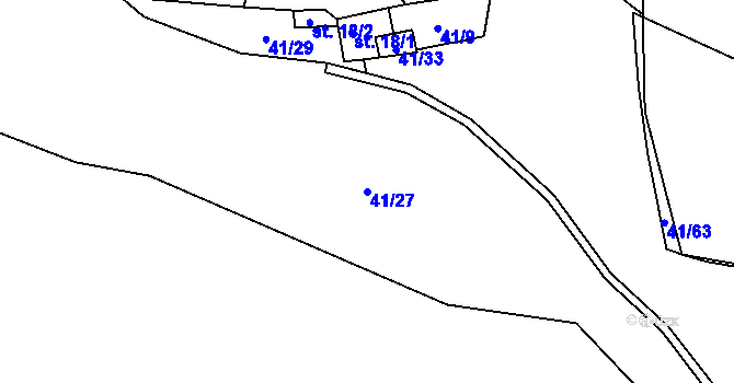 Parcela st. 41/27 v KÚ Hodonín u Zdíkovce, Katastrální mapa