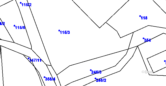 Parcela st. 115/4 v KÚ Hodonín u Zdíkovce, Katastrální mapa