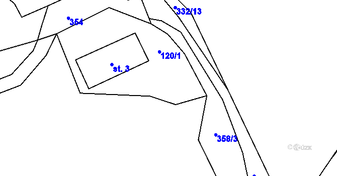 Parcela st. 120/5 v KÚ Hodonín u Zdíkovce, Katastrální mapa