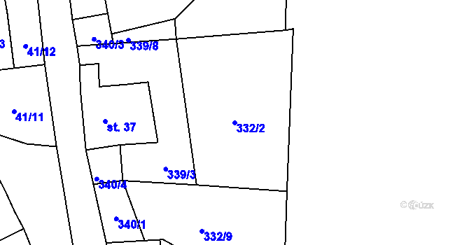 Parcela st. 332/2 v KÚ Hodonín u Zdíkovce, Katastrální mapa