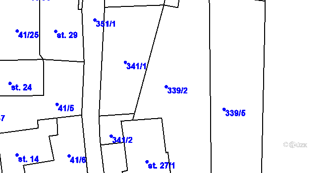 Parcela st. 339/2 v KÚ Hodonín u Zdíkovce, Katastrální mapa