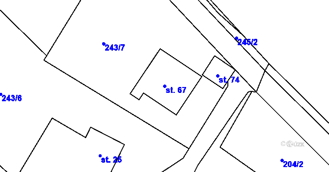 Parcela st. 67 v KÚ Hodonín u Zdíkovce, Katastrální mapa