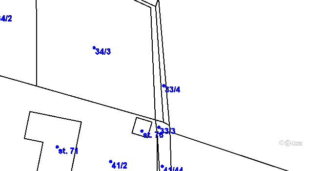 Parcela st. 33/4 v KÚ Hodonín u Zdíkovce, Katastrální mapa