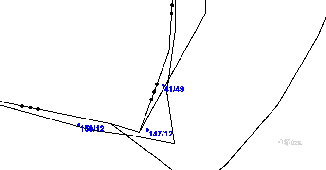 Parcela st. 41/49 v KÚ Hodonín u Zdíkovce, Katastrální mapa