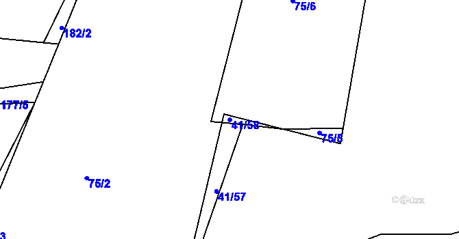 Parcela st. 41/58 v KÚ Hodonín u Zdíkovce, Katastrální mapa