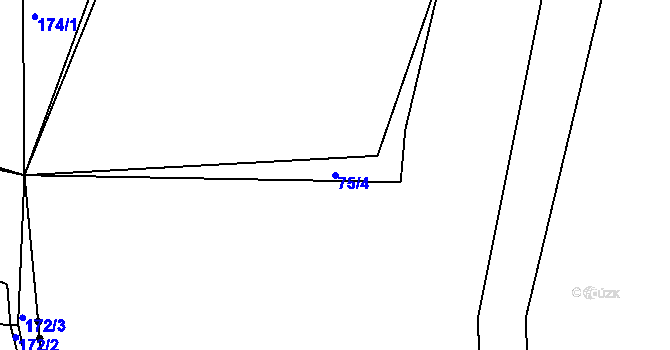 Parcela st. 75/4 v KÚ Hodonín u Zdíkovce, Katastrální mapa