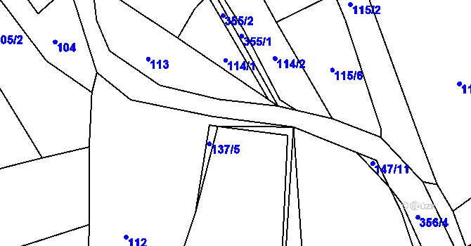 Parcela st. 137/7 v KÚ Hodonín u Zdíkovce, Katastrální mapa