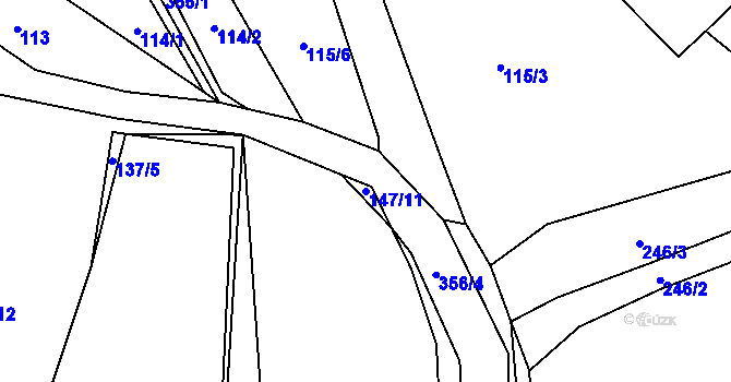 Parcela st. 147/11 v KÚ Hodonín u Zdíkovce, Katastrální mapa