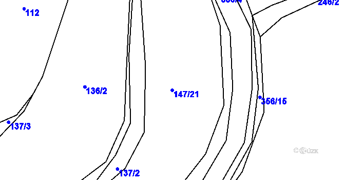 Parcela st. 147/21 v KÚ Hodonín u Zdíkovce, Katastrální mapa