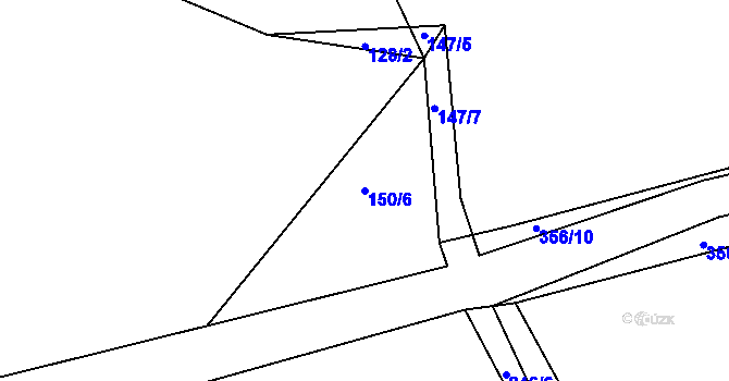 Parcela st. 150/6 v KÚ Hodonín u Zdíkovce, Katastrální mapa