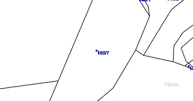 Parcela st. 150/7 v KÚ Hodonín u Zdíkovce, Katastrální mapa