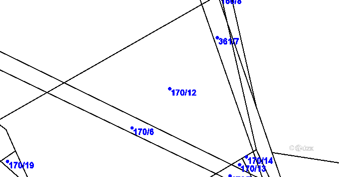 Parcela st. 170/12 v KÚ Hodonín u Zdíkovce, Katastrální mapa