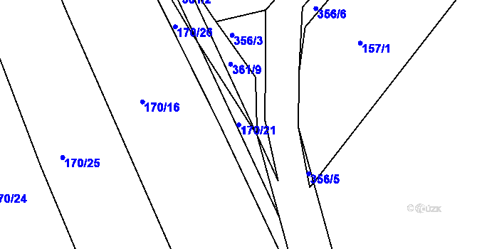 Parcela st. 170/21 v KÚ Hodonín u Zdíkovce, Katastrální mapa