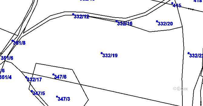 Parcela st. 332/19 v KÚ Hodonín u Zdíkovce, Katastrální mapa