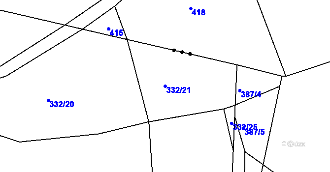 Parcela st. 332/21 v KÚ Hodonín u Zdíkovce, Katastrální mapa