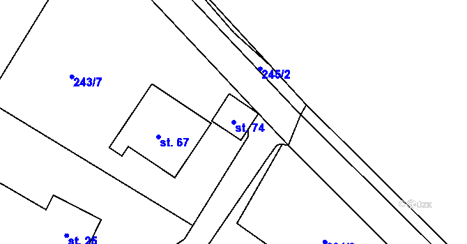 Parcela st. 74 v KÚ Hodonín u Zdíkovce, Katastrální mapa