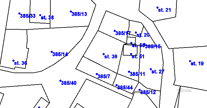 Parcela st. 39 v KÚ Jaroškov, Katastrální mapa