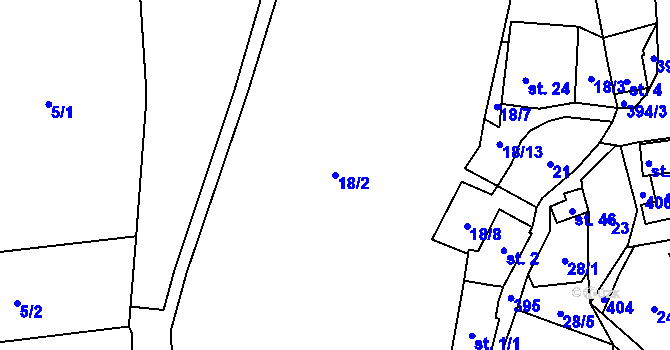 Parcela st. 18/2 v KÚ Jaroškov, Katastrální mapa